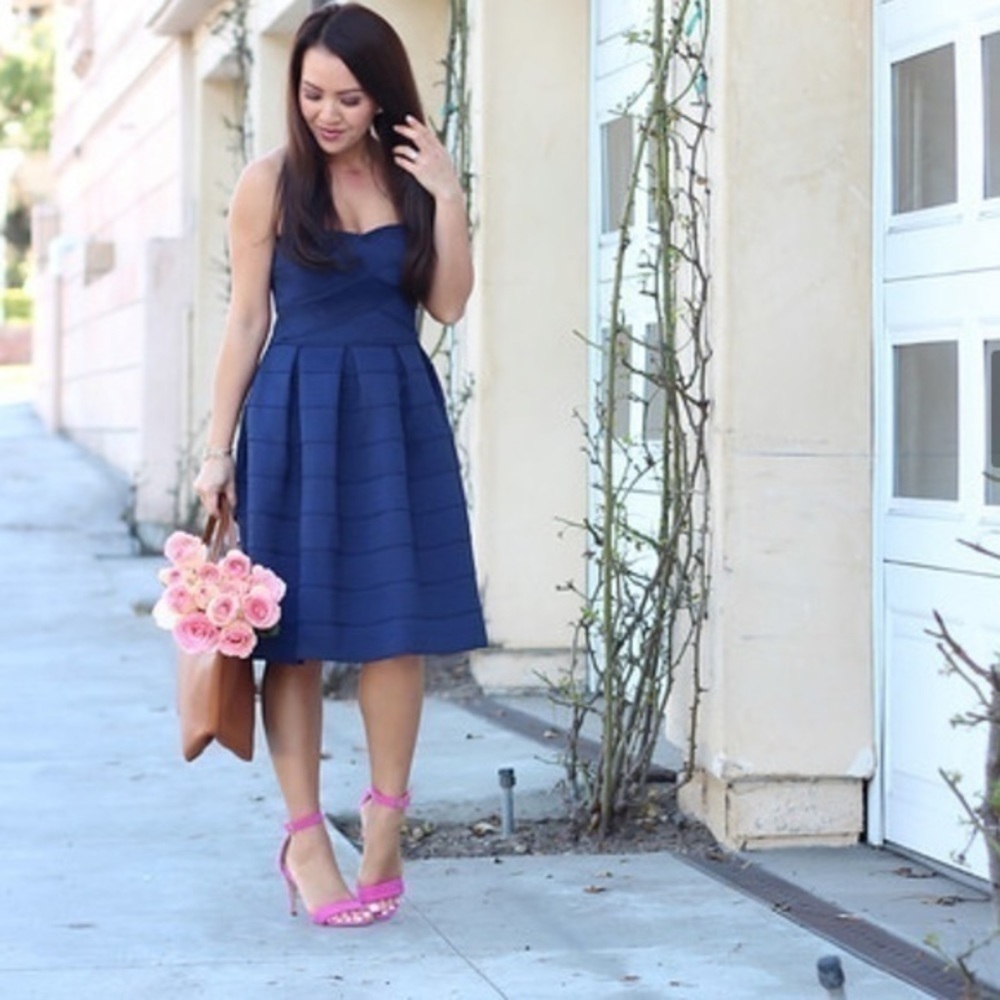 Gabriella Rocha Navy Blue Strapless Mini A-Line Cocktail Dress‎ Small